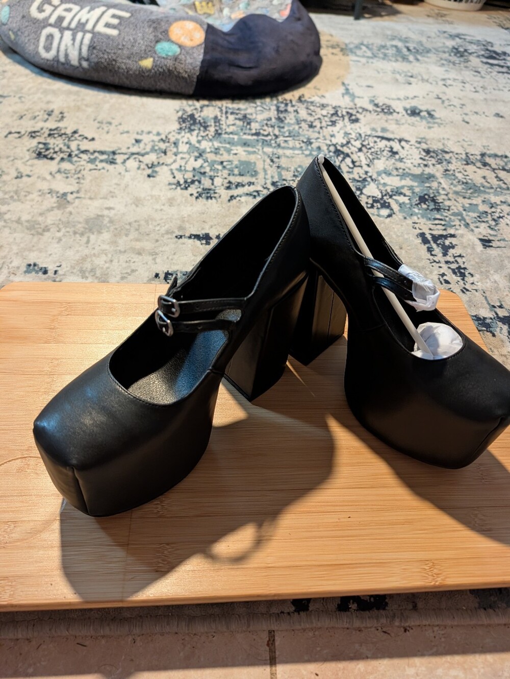Sugar Thrillz Black Platform Mary Jane Heels